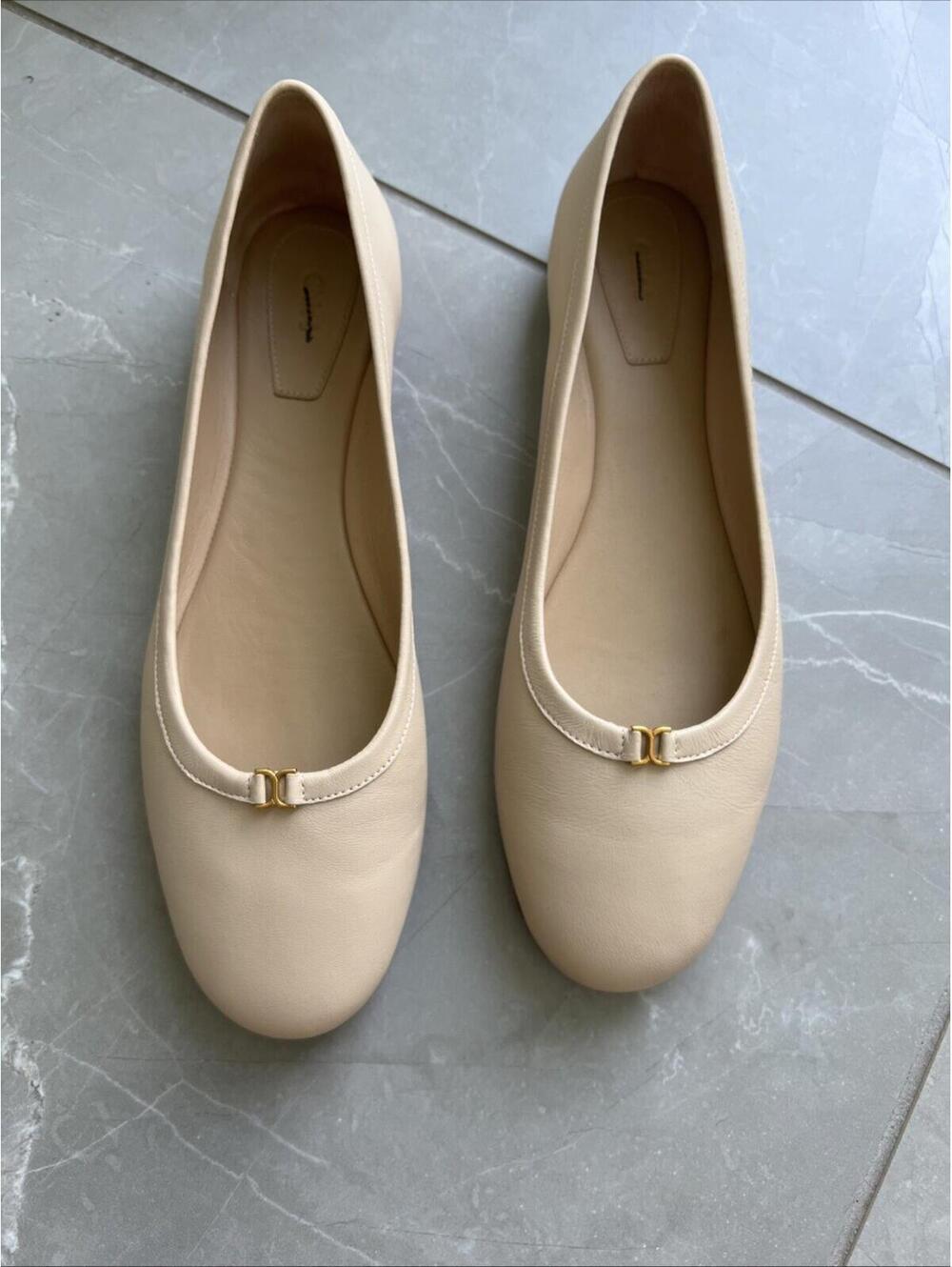 Chloé $650 Lauren Leather Ballerina Flat Women's Size 39.5 W Delicate Nude - Picture 7 of 10